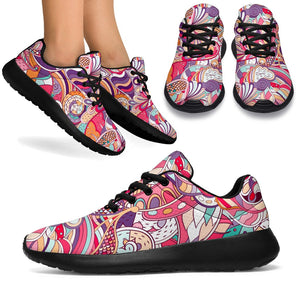 Pastel Bohemian Floral Pattern Print Sport Shoes GearFrost