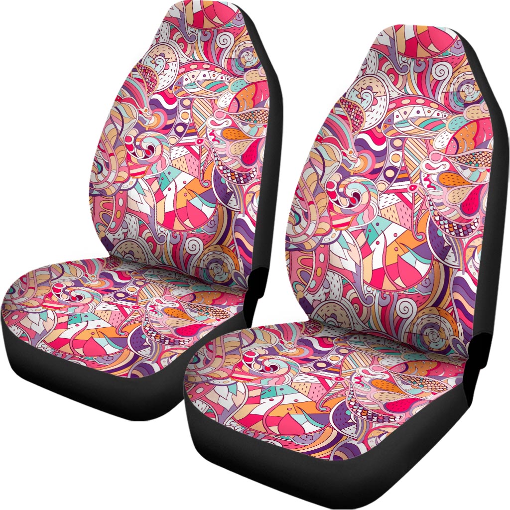 Pastel Bohemian Floral Pattern Print Universal Fit Car Seat Covers