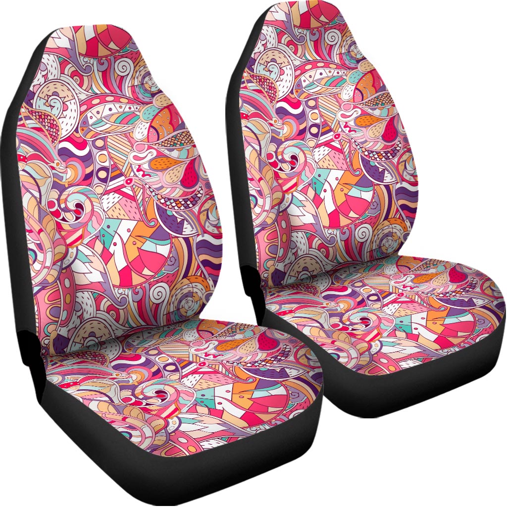 Pastel Bohemian Floral Pattern Print Universal Fit Car Seat Covers