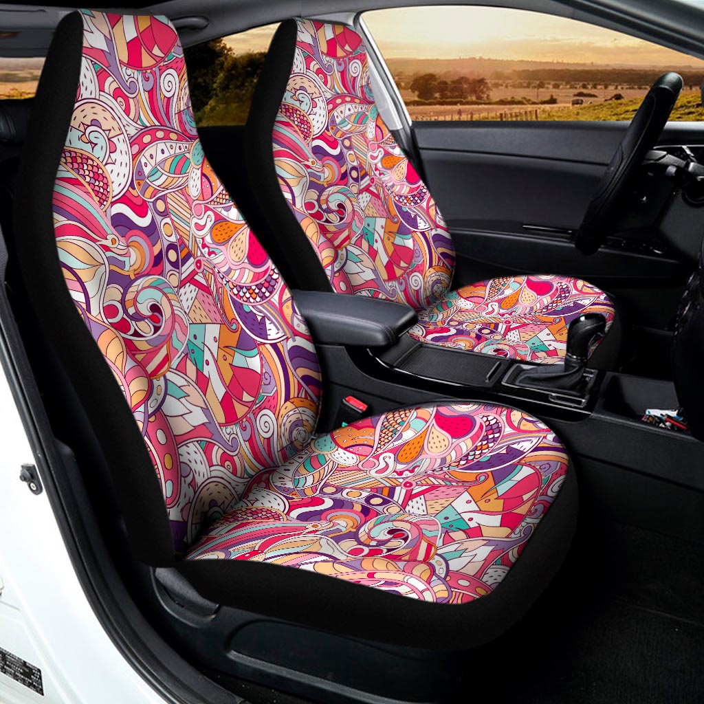 Pastel Bohemian Floral Pattern Print Universal Fit Car Seat Covers