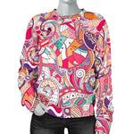 Pastel Bohemian Floral Pattern Print Women's Crewneck Sweatshirt GearFrost