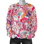 Pastel Bohemian Floral Pattern Print Women's Crewneck Sweatshirt GearFrost