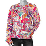 Pastel Bohemian Floral Pattern Print Women's Crewneck Sweatshirt GearFrost