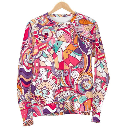 Pastel Bohemian Floral Pattern Print Women's Crewneck Sweatshirt GearFrost