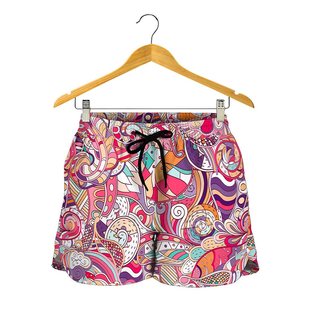Pastel Bohemian Floral Pattern Print Women's Shorts