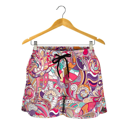 Pastel Bohemian Floral Pattern Print Women's Shorts