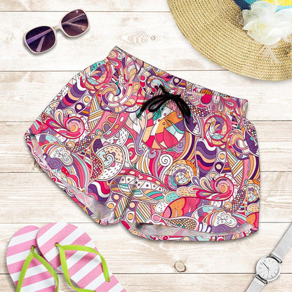Pastel Bohemian Floral Pattern Print Women's Shorts