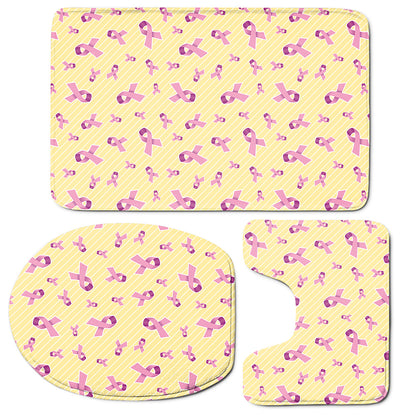 Pastel Breast Cancer Awareness Print 3 Piece Bath Mat Set