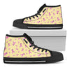 Pastel Breast Cancer Awareness Print Black High Top Shoes
