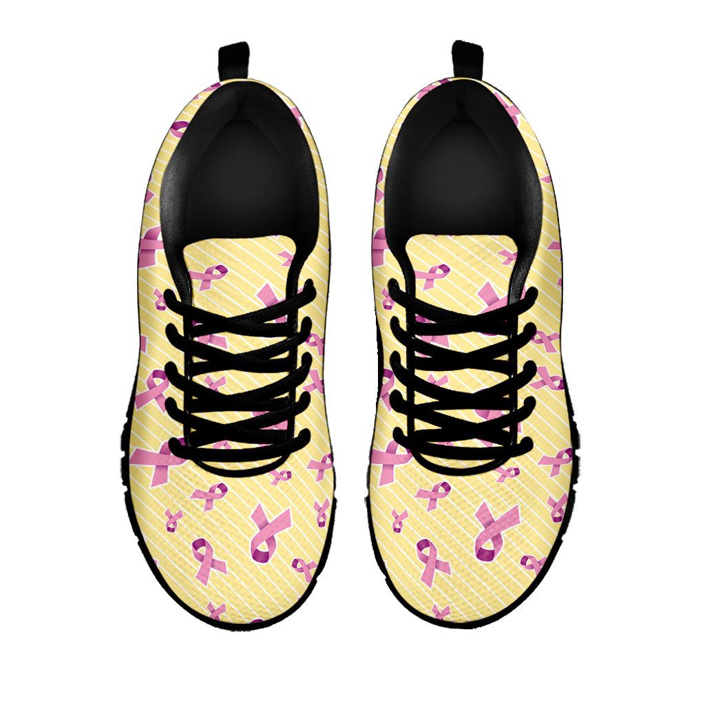 Pastel Breast Cancer Awareness Print Black Sneakers
