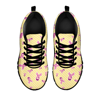 Pastel Breast Cancer Awareness Print Black Sneakers