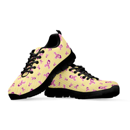 Pastel Breast Cancer Awareness Print Black Sneakers