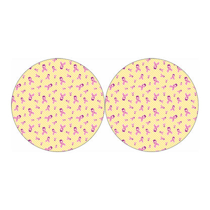Pastel Breast Cancer Awareness Print Car Coasters