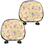 Pastel Breast Cancer Awareness Print Car Headrest Covers