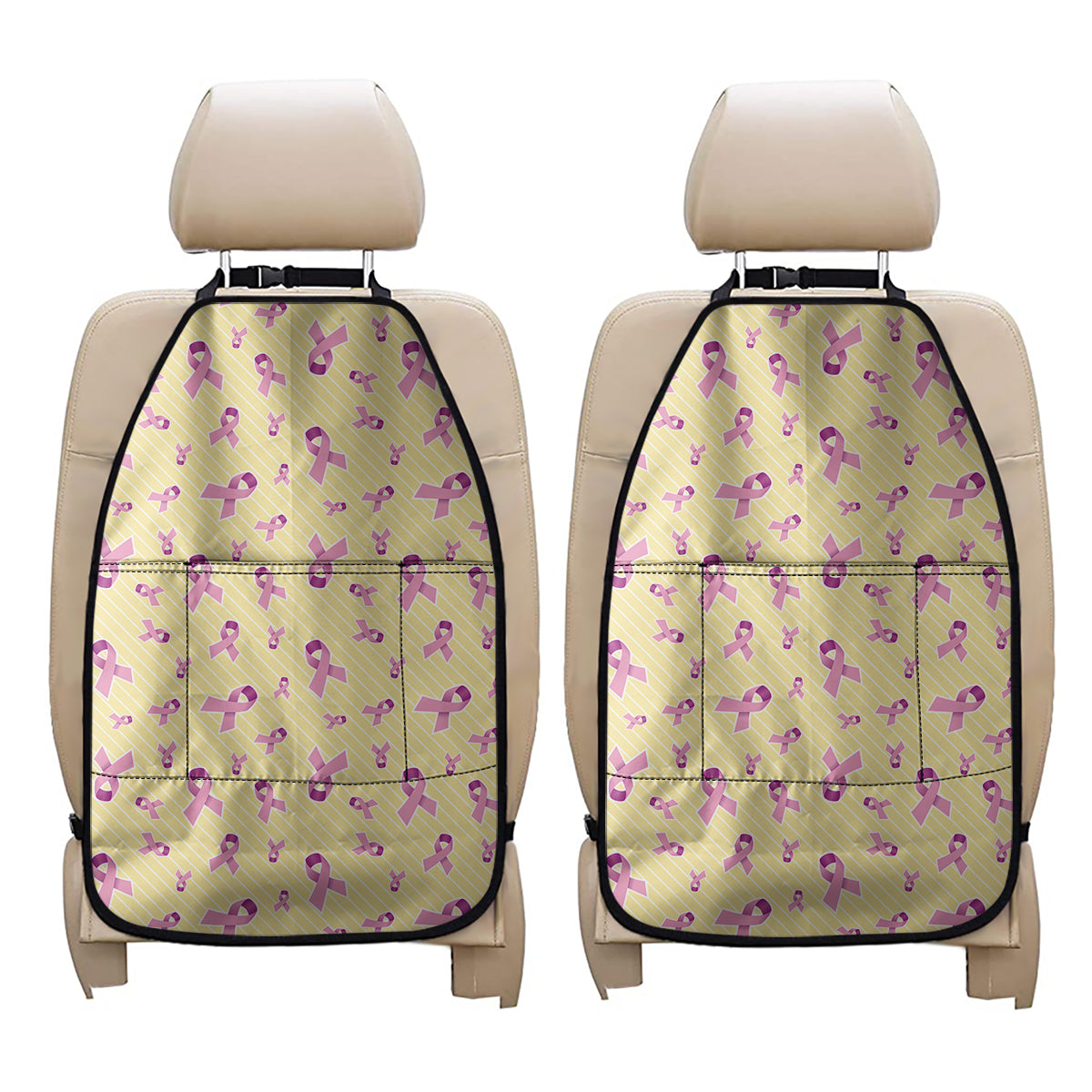 Pastel Breast Cancer Awareness Print Car Seat Organizers