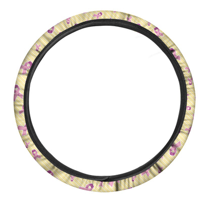 Pastel Breast Cancer Awareness Print Car Steering Wheel Cover
