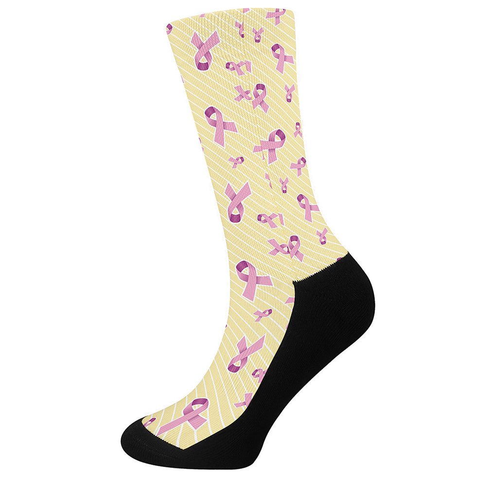 Pastel Breast Cancer Awareness Print Crew Socks