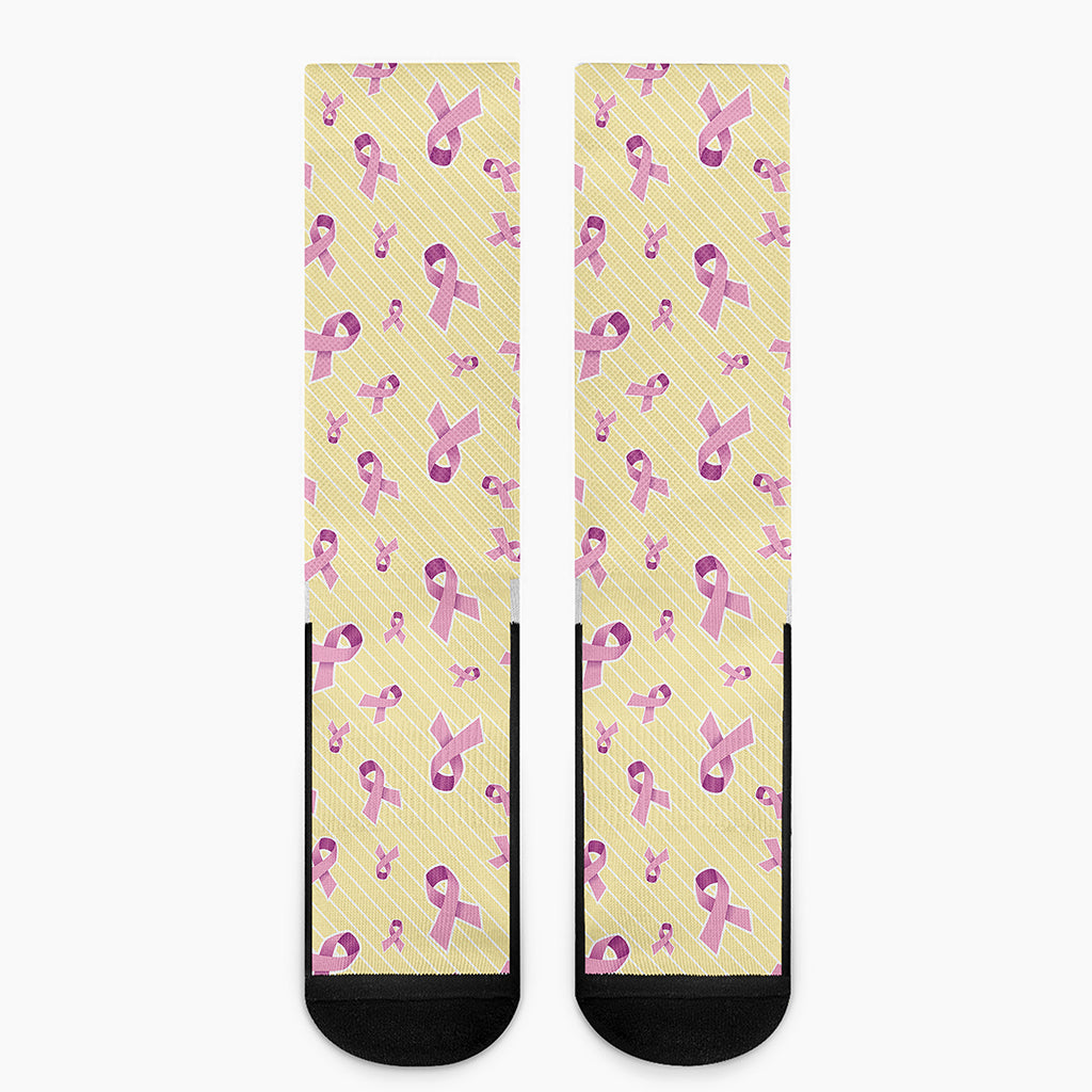 Pastel Breast Cancer Awareness Print Crew Socks