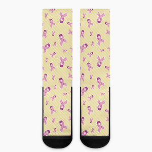 Pastel Breast Cancer Awareness Print Crew Socks