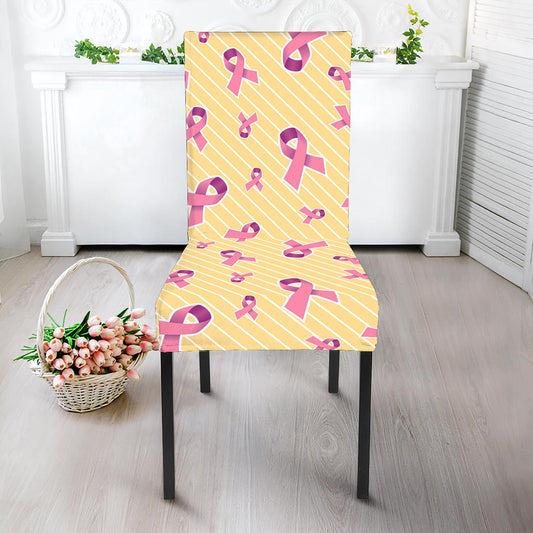 Pastel Breast Cancer Awareness Print Dining Chair Slipcover