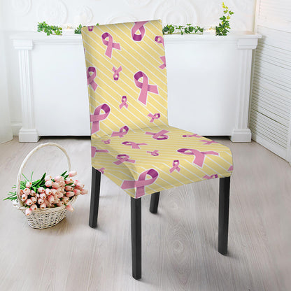 Pastel Breast Cancer Awareness Print Dining Chair Slipcover