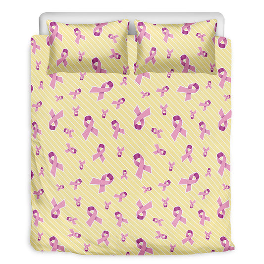 Pastel Breast Cancer Awareness Print Duvet Cover Bedding Set