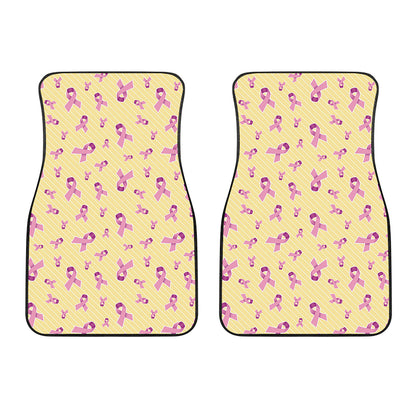 Pastel Breast Cancer Awareness Print Front Car Floor Mats