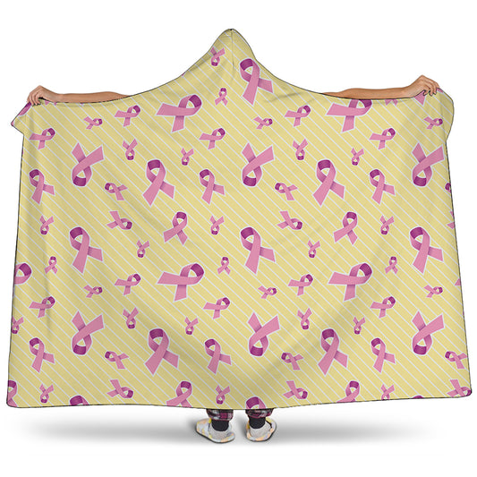 Pastel Breast Cancer Awareness Print Hooded Blanket