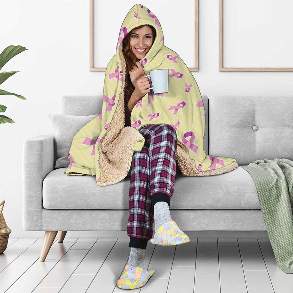 Pastel Breast Cancer Awareness Print Hooded Blanket