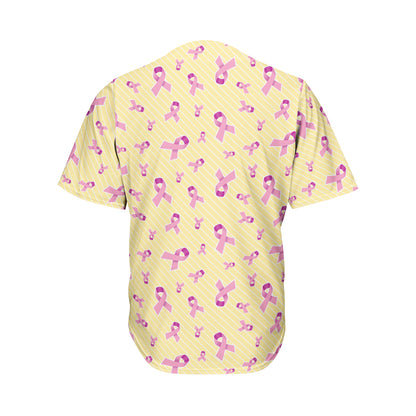 Pastel Breast Cancer Awareness Print Men's Baseball Jersey