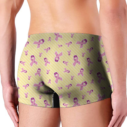 Pastel Breast Cancer Awareness Print Men's Boxer Briefs