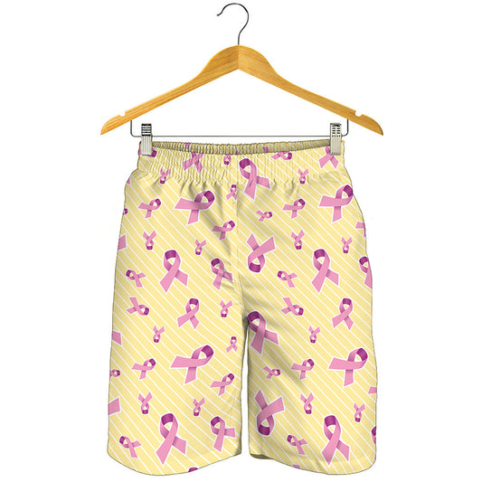 Pastel Breast Cancer Awareness Print Men's Shorts