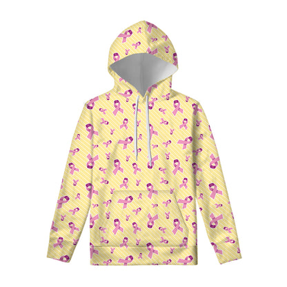 Pastel Breast Cancer Awareness Print Pullover Hoodie