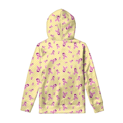 Pastel Breast Cancer Awareness Print Pullover Hoodie
