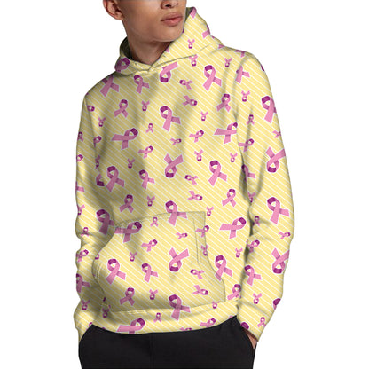 Pastel Breast Cancer Awareness Print Pullover Hoodie