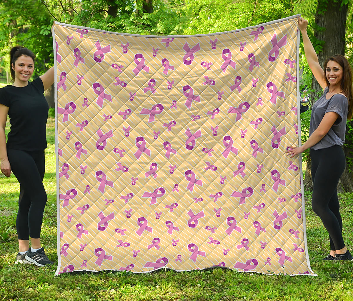 Pastel Breast Cancer Awareness Print Quilt