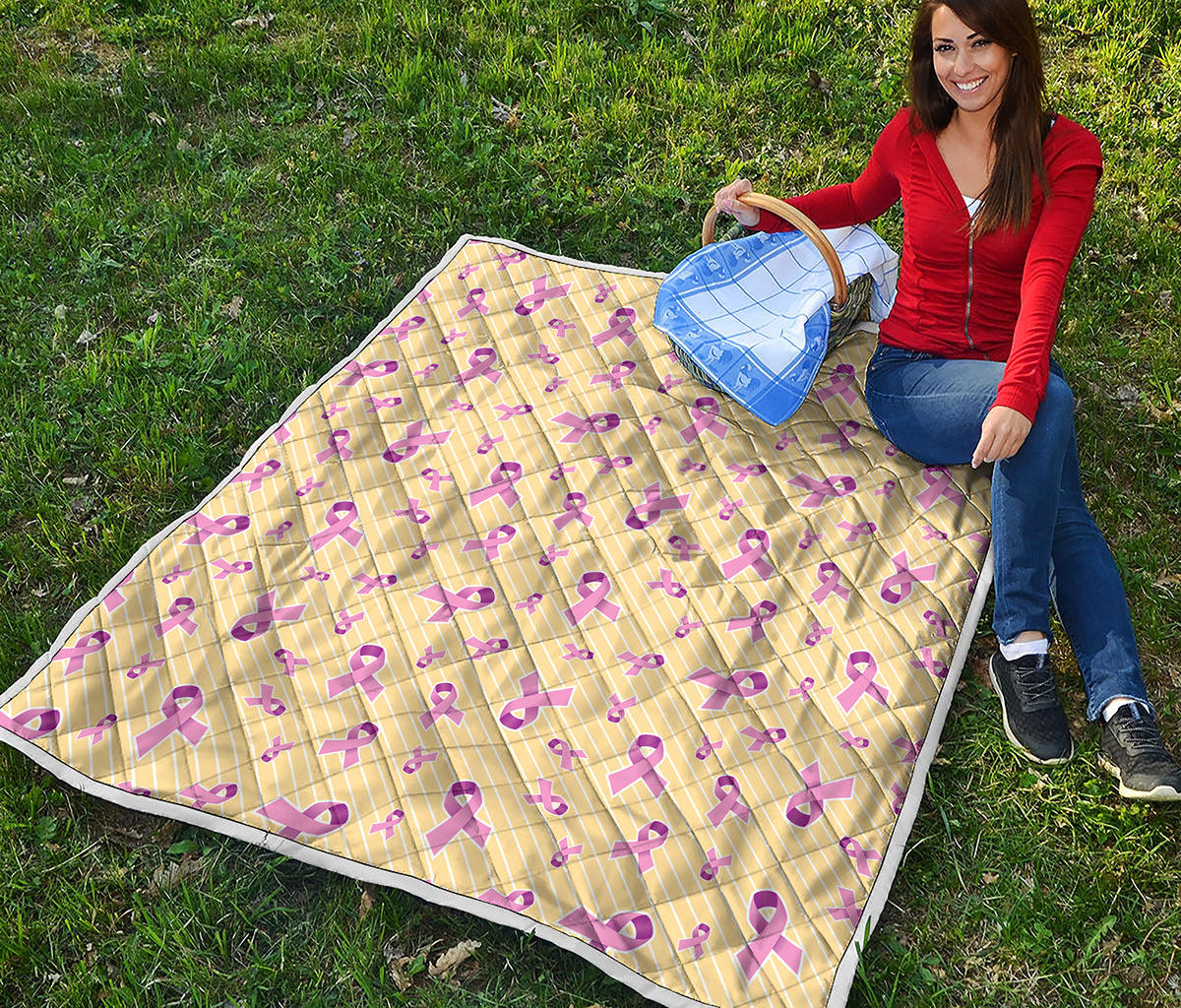 Pastel Breast Cancer Awareness Print Quilt