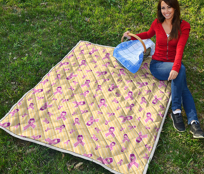 Pastel Breast Cancer Awareness Print Quilt