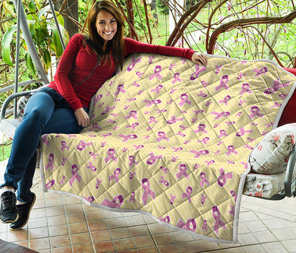 Pastel Breast Cancer Awareness Print Quilt