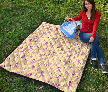 Pastel Breast Cancer Awareness Print Quilt