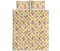 Pastel Breast Cancer Awareness Print Quilt Bed Set