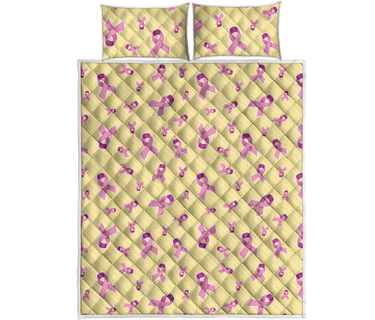 Pastel Breast Cancer Awareness Print Quilt Bed Set
