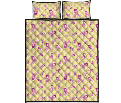 Pastel Breast Cancer Awareness Print Quilt Bed Set