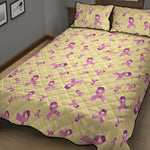 Pastel Breast Cancer Awareness Print Quilt Bed Set