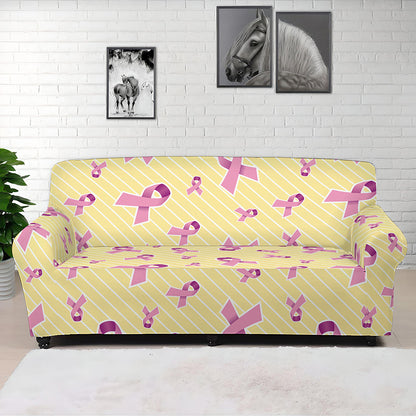Pastel Breast Cancer Awareness Print Sofa Cover
