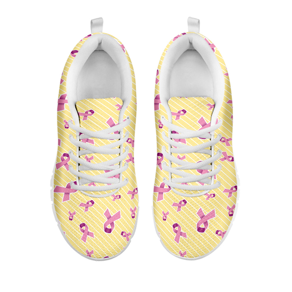 Pastel Breast Cancer Awareness Print White Sneakers