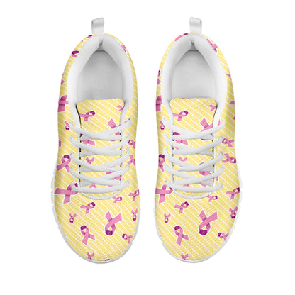 Pastel Breast Cancer Awareness Print White Sneakers