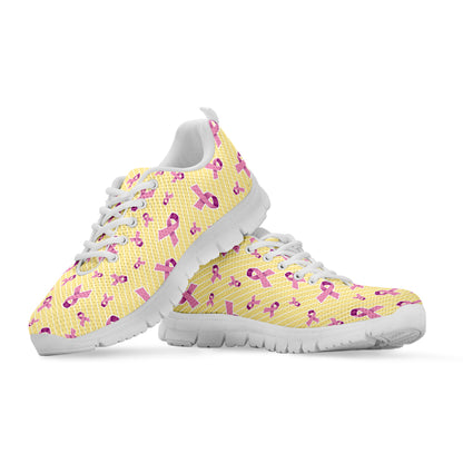Pastel Breast Cancer Awareness Print White Sneakers