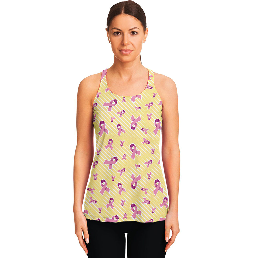 Pastel Breast Cancer Awareness Print Women's Racerback Tank Top