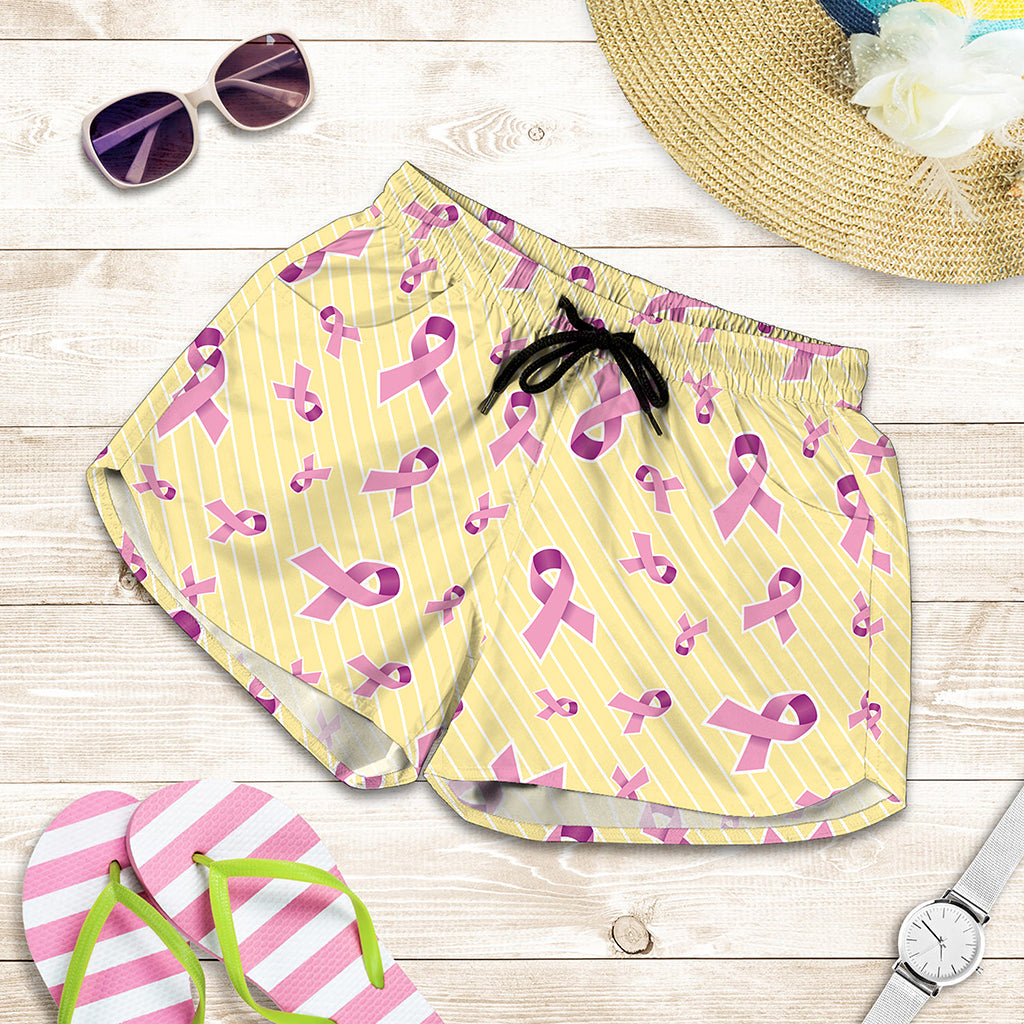 Pastel Breast Cancer Awareness Print Women's Shorts